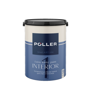 Краска латексная для стен и потолков 1 POLLER белая бархатисто-матовая 4,5 л